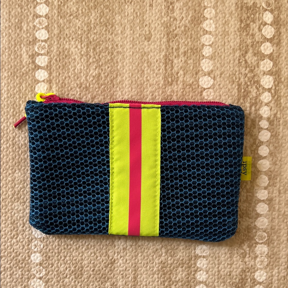 ipsy Blue and Neon Cosmetic Bag